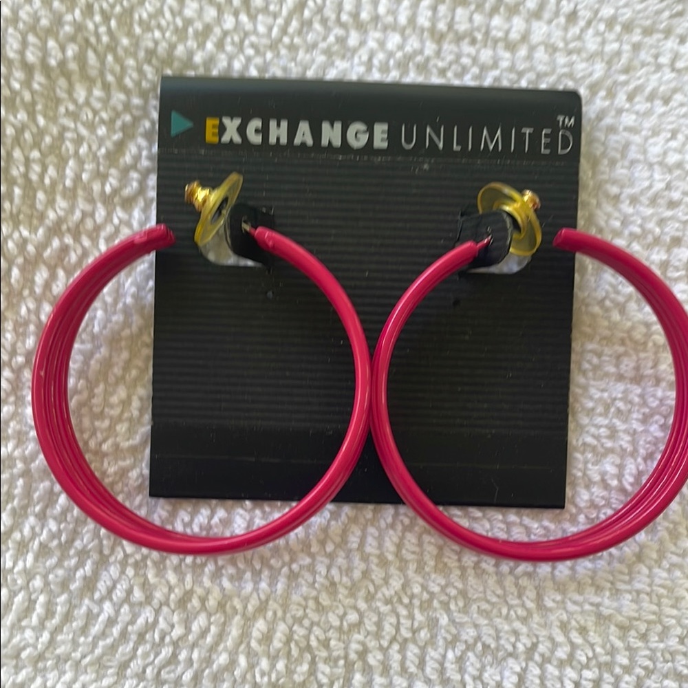 Glossy Pink Acrylic Hoop Earrings